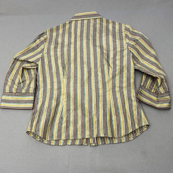 Doncaster Sport Shirt Womens 12 Silk Hidden Button Up Striped Multi-Color LS - Picture 8 of 9